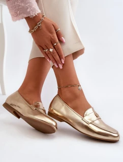 Dámské mokasíny na ploché podrážce zlaté model 21653969 - EVENTO