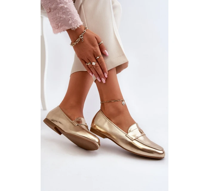 Dámské mokasíny na ploché podrážce zlaté model 21653969 - EVENTO Dámské mokasíny na ploché podrážce zlaté model 21653969 - EVENTO