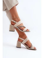 Dámské elegantní sandály na podpatku béžové D&A MR38-549