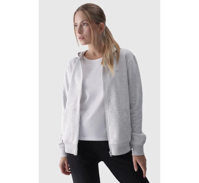 Dámská Mikina S Kapucí Rozepínací Bavlněná 4F Šedá 4FWMM00TSWSF1467-27M