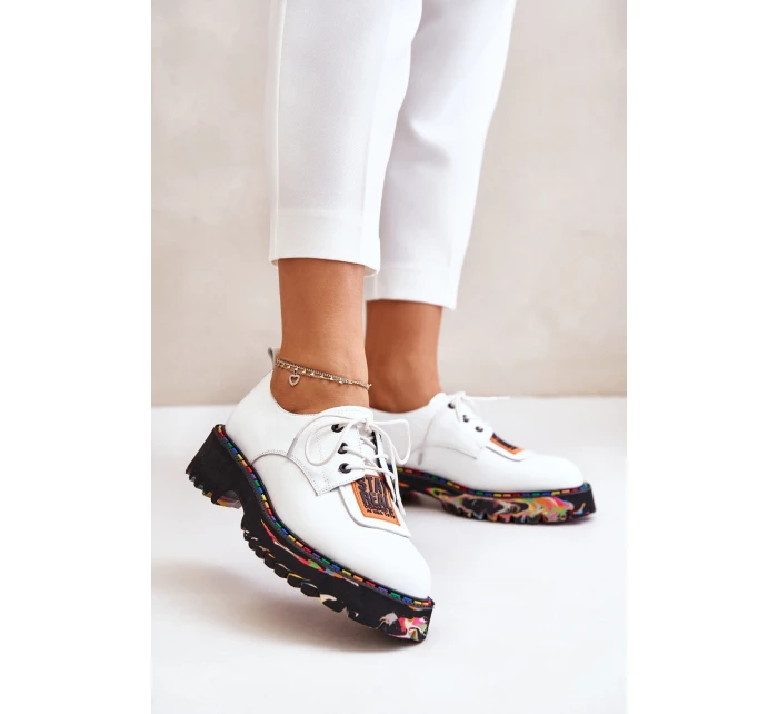 Dámské Kožené Polobotky Šněrovací Artiker Bílé 55C0500