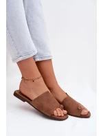 Dámské ploché nazouváky s ozdobným detailem Eko semiš hnědé Selavine Dámské ploché nazouváky s ozdobným detailem Eko semiš hnědé Selavine