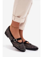 Dámské baleríny s krajkovým vzorem s kamínky a páskem Černé model 21951572 - Boto Dámské baleríny s krajkovým vzorem s kamínky a páskem Černé model 21951572 - Boto