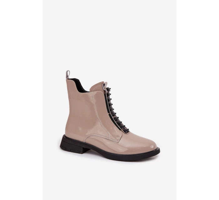 Lakované dámské botky D&A – béžové Lakované dámské botky D&A – béžové