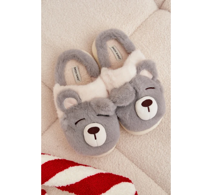Dámské chlupaté papuče s motivem medvídka – šedé Galine Dámské chlupaté papuče s motivem medvídka – šedé Galine