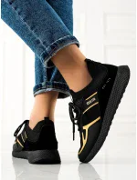 Luxusní černé tenisky dámské bez podpatku Luxusní černé tenisky dámské bez podpatku