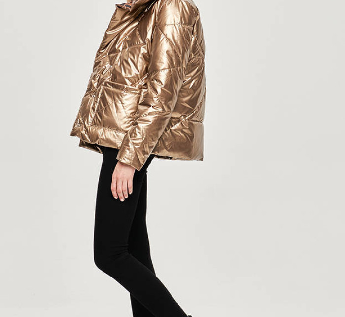 Zlatá dámská bunda s leskem (OMDL-023)