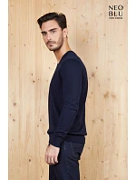 Men Pánský svetr s výstřihem do V night blue model 22500678 - NEOBLU