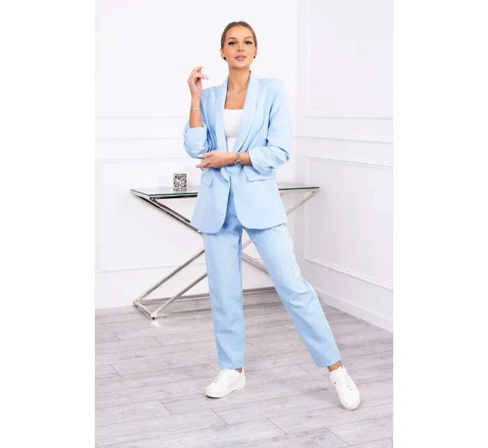 Elegantní souprava saka a kalhot modré barvy