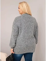Dámský svetr Plus Size volného střihu s dlouhým rukávem grafitový