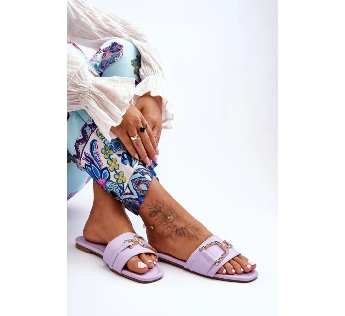 Dámské klasické Žabky s ozdobou fialové model 21627244 - Boto Dámské klasické Žabky s ozdobou fialové model 21627244 - Boto