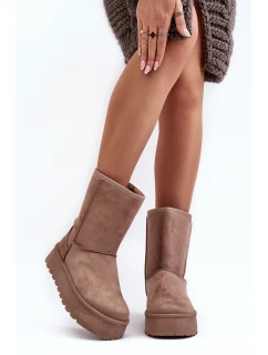 Dámské zimní boty s tmavě béžové model 21635529 - Boto