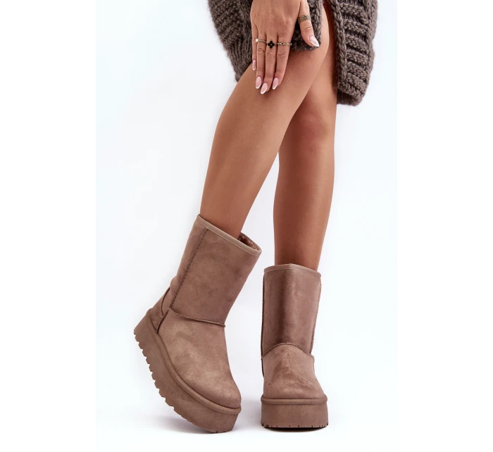 Dámské zimní boty s tmavě béžové model 21635529 - Boto Dámské zimní boty s tmavě béžové model 21635529 - Boto