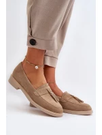 Bezové Dámské Mokasíny Na Ploché Podrážce Zazoo 3420