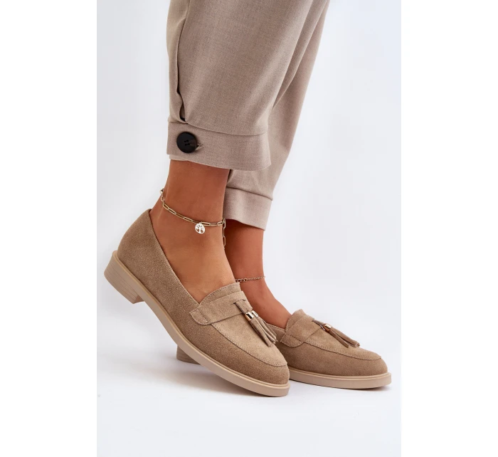 Bezové Dámské Mokasíny Na Ploché Podrážce Zazoo 3420
