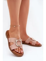 Dámské sandály na plochém podpatku s ozdobou model 21697164 béžové - VINCEZA