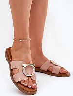 Dámské sandály na plochém podpatku s ozdobou Vinceza 17381 béžové