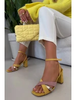 Dámské sandály na podpatku s pásky Eko semiš žluté model 21937474 - Boto