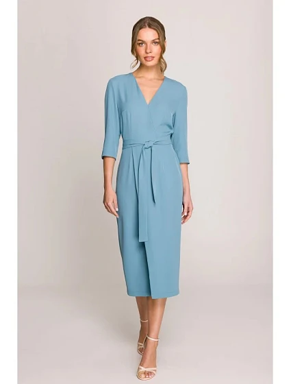 Šaty S396 zavazovací tyrkysově modré - Stylove Šaty S396 zavazovací tyrkysově modré - Stylove