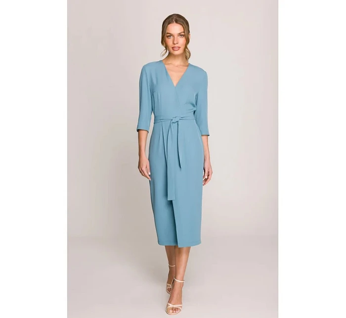 Šaty S396 zavazovací tyrkysově modré - Stylove Šaty S396 zavazovací tyrkysově modré - Stylove