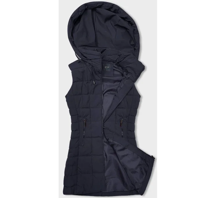 Tmavě modrá dámská vesta s kapucí (16M9096-215) Tmavě modrá dámská vesta s kapucí (16M9096-215)