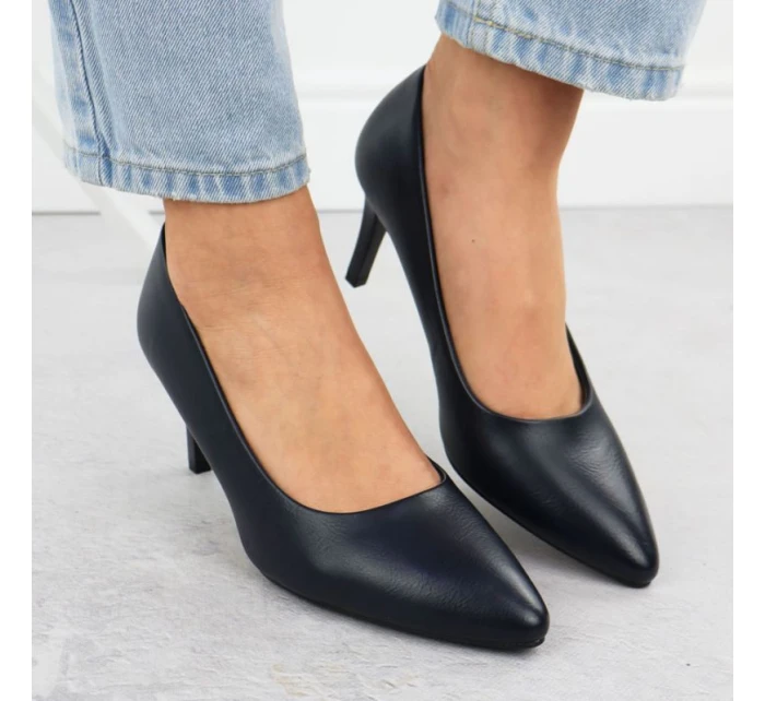 Dámské tmavě modré lodičky na jehlovém podpatku Sergio Leone 1336