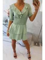 Tmavě mátové šaty do pasu Tmavě mátové šaty do pasu