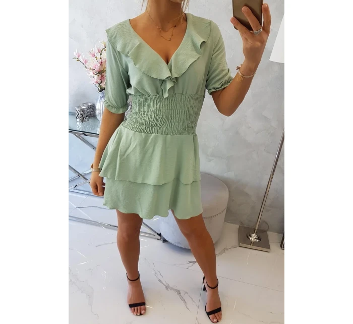 Tmavě mátové šaty do pasu Tmavě mátové šaty do pasu