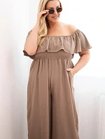 Dámský overal Plus Size s volánem a krátkým rukávem fango