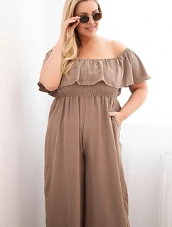 Dámský overal Plus Size s volánem a krátkým rukávem fango