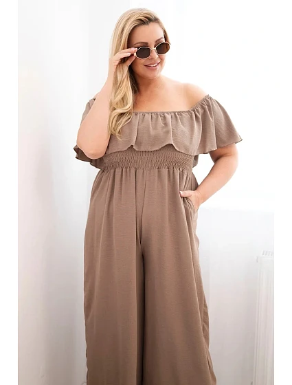 Dámský overal Plus Size s volánem a krátkým rukávem fango Dámský overal Plus Size s volánem a krátkým rukávem fango