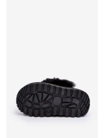 Dětské pantofle s kožešinou černé Birasta