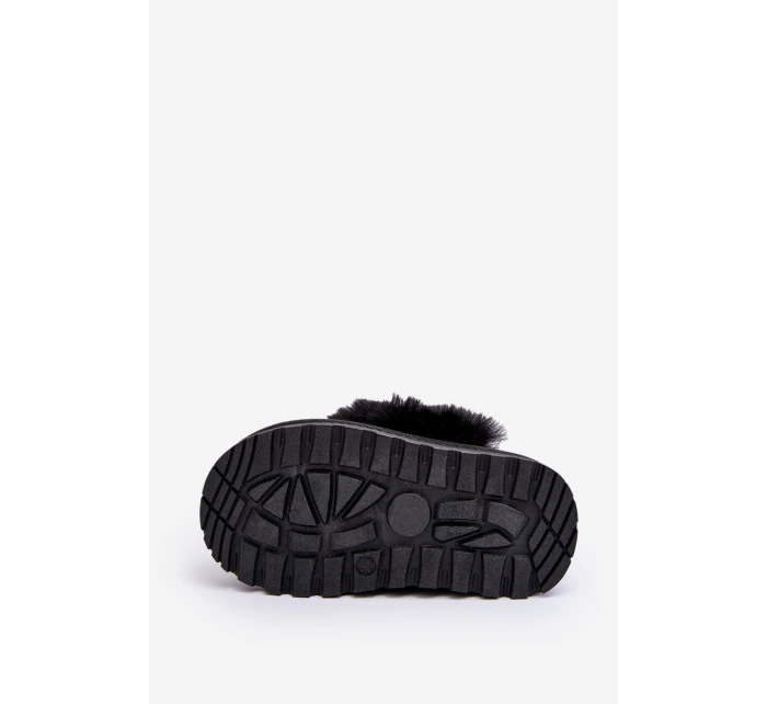 Dětské pantofle s kožešinou černé Birasta