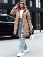 Dámská dlouhá prošívaná bunda tmavě béžová FashionStreet TY5438