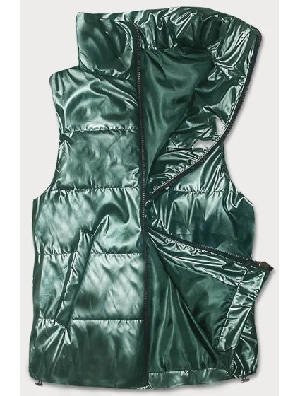 Krátká zelená dámská vesta se stojáčkem model 18202444 - S'WEST Krátká zelená dámská vesta se stojáčkem model 18202444 - S'WEST