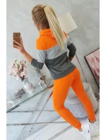 Oranžová+šedá barevná pruhovaná sada