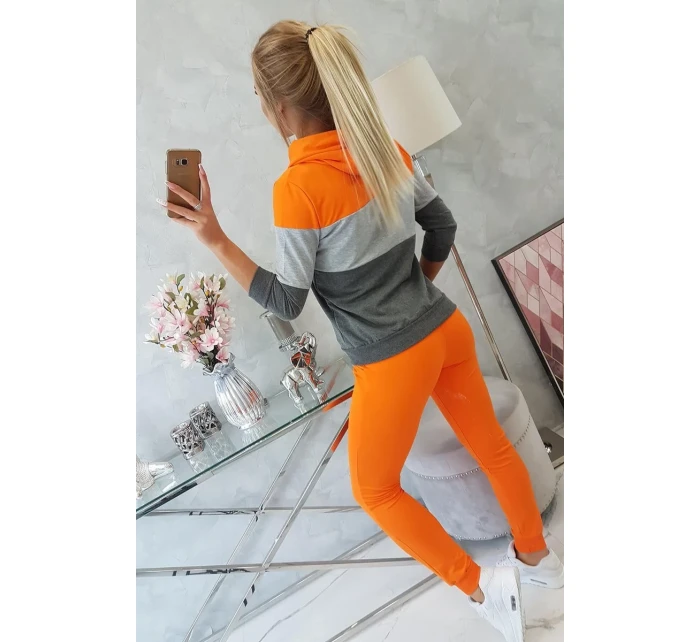 Oranžová+šedá barevná pruhovaná sada