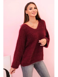 Svetr dámský z s volným střihem a výstřihem do V model 21272129 - K-Fashion
