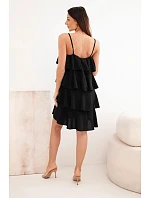 Dámské mini šaty na ramínkách s volány černá Dámské mini šaty na ramínkách s volány černá