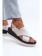 Zazoo 40256 Kožené Sandály Na Klinu Bílé