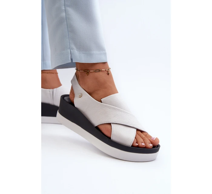 Zazoo 40256 Kožené Sandály Na Klinu Bílé