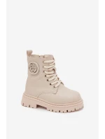 Dívčí kotníkové boty s s kožešinou LOVE béžové model 21724989 - Boto
