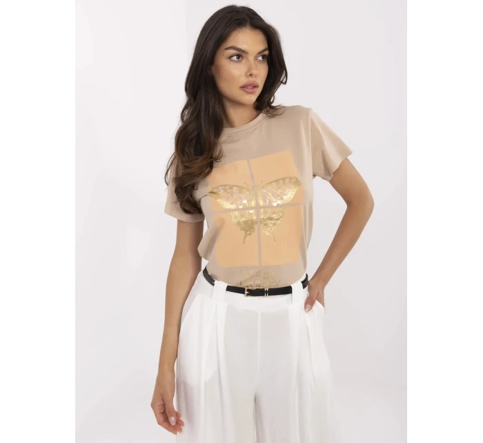 T shirt CLM TS model 21116954 camelowy - FPrice