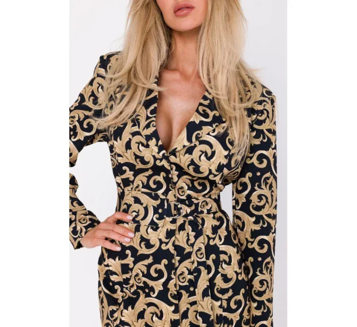 M750 Blejzrové šaty s potiskem a páskem - model 1