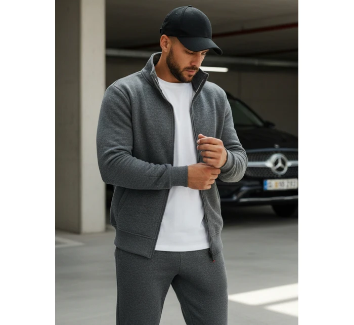 Pánská mikina na zip s kapucí antracitová model 21962253 - Dstreet