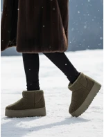 Dámské látkové sněhule s kožešinou zelené FashionStreet ZY1254