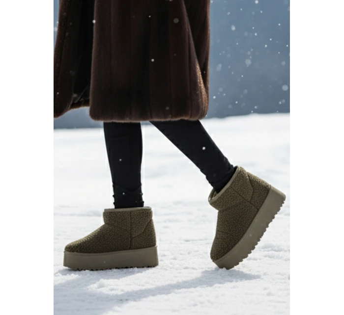 Dámské látkové sněhule s kožešinou zelené FashionStreet ZY1254