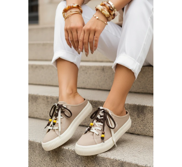 Sneakersy damskie na z  beżowe model 22022511 - FashionStreet