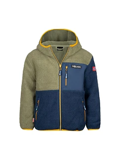 Trollkids Dětská fleecová bunda Aurlandsfjord s kapucí Blue/Green (466-335)