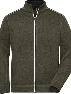 JN Pánská pracovní pletená fleece bunda Solid 02.0 olive melange/black model 22493635 - Daiber
